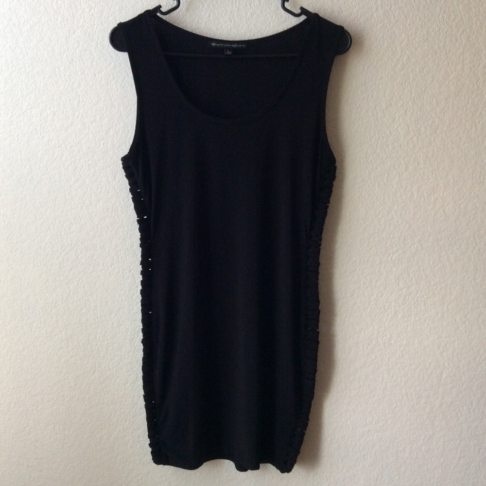 Symphony Sexy Fitted Short Black Dress Sz L # 172